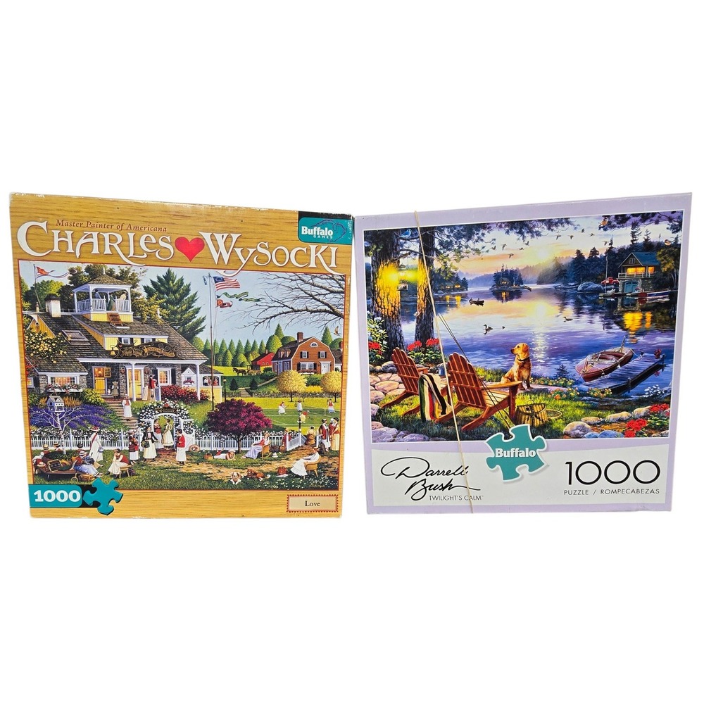 Buffalo Games 1000 Piece Puzzle Lot Charles Wysocki Love Darrell Bush Twilight